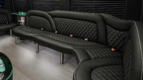 Interior of Charter Bus Company Akron's 18 Passenger Party Bus in Akron