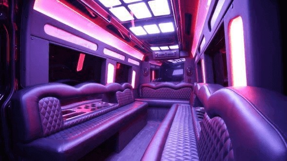 Interior of Charter Bus Company Columbus's 18 Passenger Party Bus in Columbus