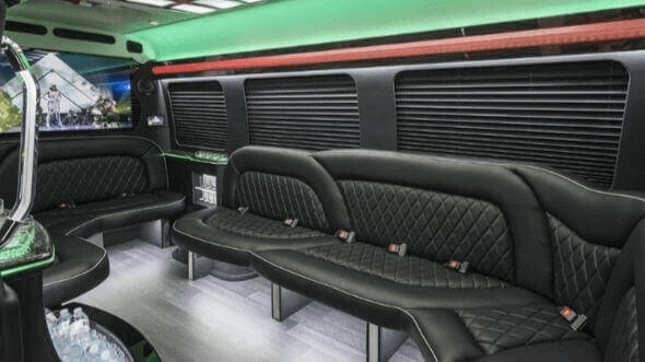 Interior of Charter Bus Company Middletown's 18 Passenger Party Bus in Middletown