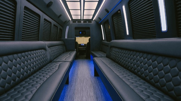 Interior of Charter Bus Company Akron's 20 Passenger Party Bus in Akron