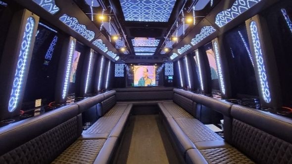 Interior of Charter Bus Company Columbus's 25 Passenger Party Bus in Columbus
