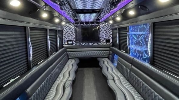 Interior of Charter Bus Company Indianapolis's 25 Passenger Party Bus in Indianapolis