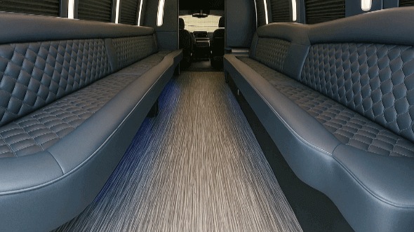 Interior of Charter Bus Company Akron's 28 Passenger Party Bus in Akron