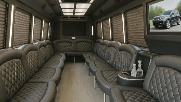 Interior of Charter Bus Company Springfield's 28 Passenger Party Bus in Springfield