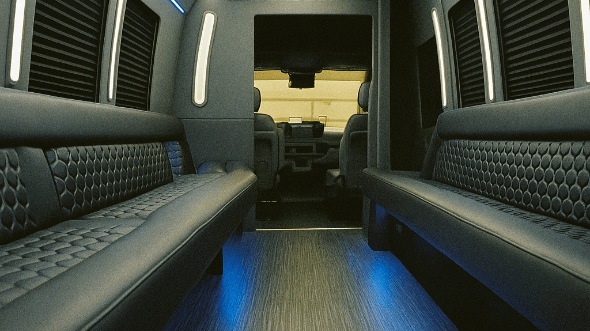Interior of Charter Bus Company Akron's 30 Passenger Party Bus in Akron