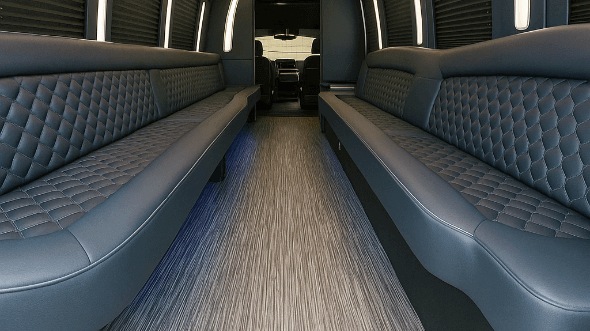 Interior of Charter Bus Company Springfield's 30 Passenger Party Bus in Springfield