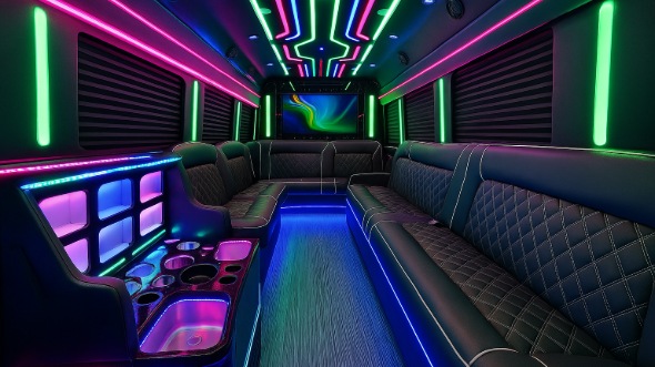 Interior of Charter Bus Company Fort Wayne's 40 Passenger Party Bus in Fort Wayne