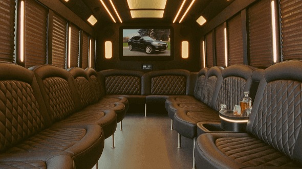 Interior of Charter Bus Company Akron's 50 Passenger Party Bus in Akron